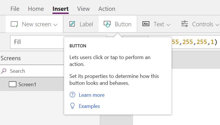 PowerApps Button Insert Option