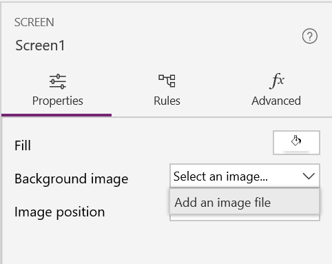PowerApps Screen Background Image Option