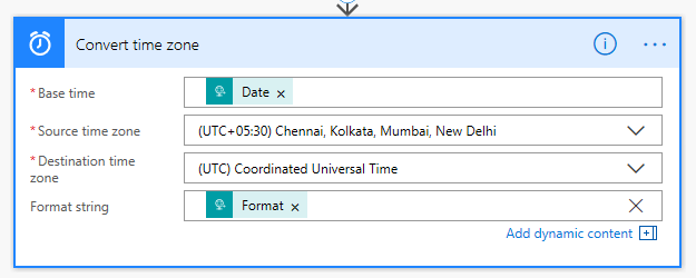 MS Flow Convert time zone UTC